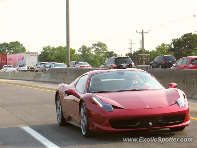 Ferrari 458 Italia spotted in I-294, Illinois