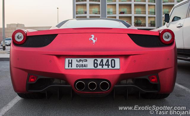 Ferrari 458 Italia spotted in Dubai, United Arab Emirates