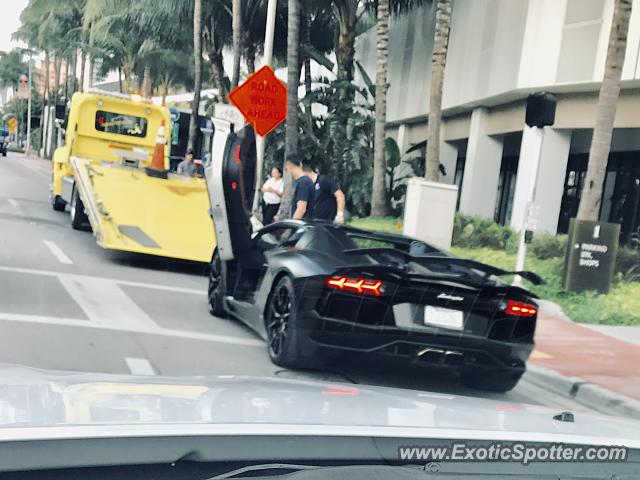 Lamborghini Aventador spotted in Miami Beach, Florida