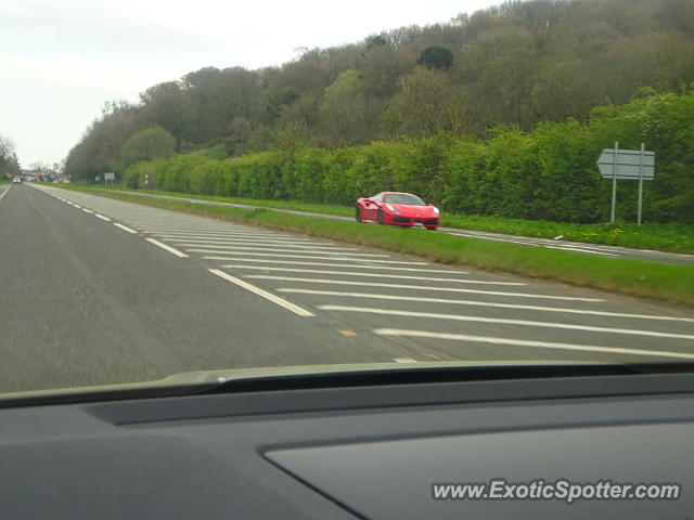 Ferrari 488 GTB spotted in Motorway, United Kingdom