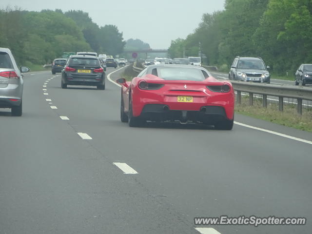 Ferrari 488 GTB spotted in Motorway, United Kingdom
