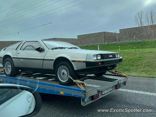 DeLorean DMC-12 spotted in Highway, Switzerland
